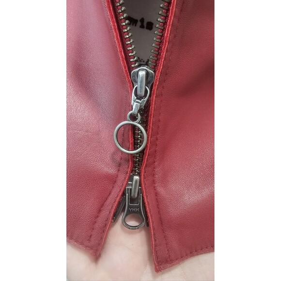 Caslon Women's Genuine Lamb Skin Red Soft Double Zipper Closure Pocket Vest 1X - Picture 5 of 13